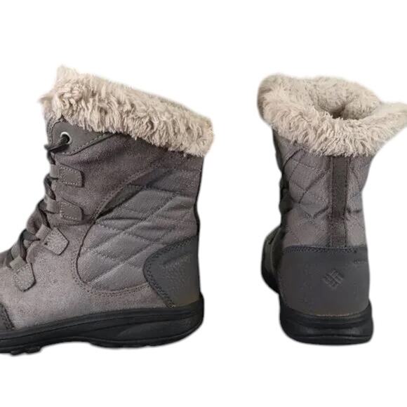 Columbia Shoes Kids 2 Boots Winter Snow Outdoor Ice Maiden Quilted Leather Warm - Picture 4 of 15